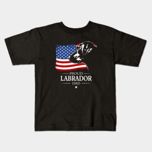 Proud Labrador Dad American Flag patriotic dog Kids T-Shirt